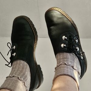 Black Suede Side Tie Embroidered Oxford